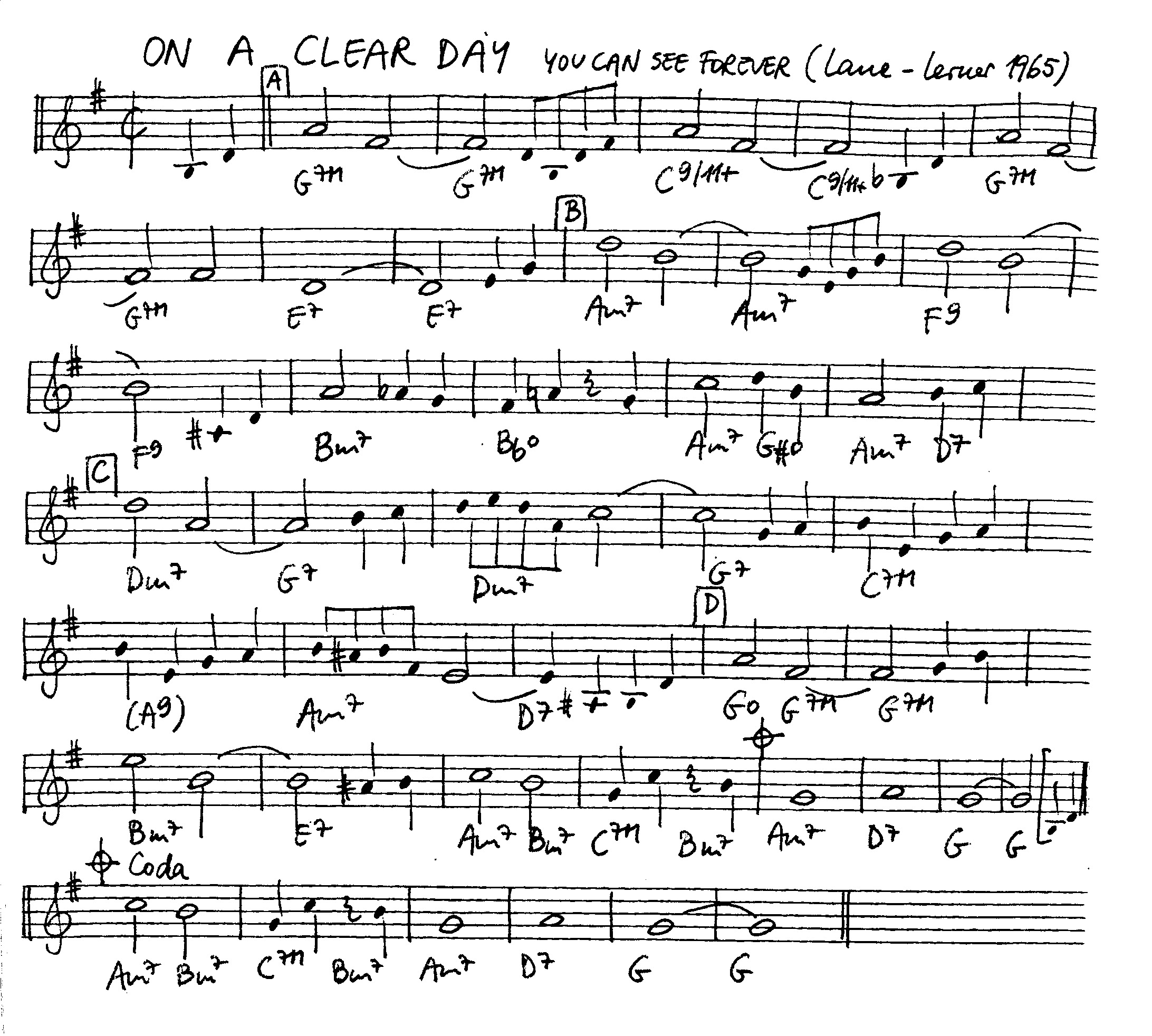 on a clear day leadsheet – book us for your next 20s or gatsby event